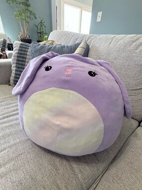 Squishmallows Gelina 16" Easter Bunnycorn Unicorn Plush Pillow Purple